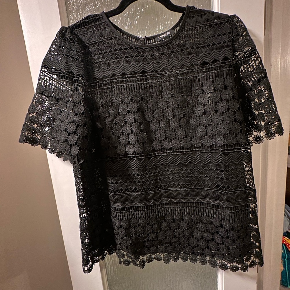 Express Black Short Sleeve Blouse